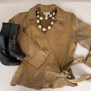 Coldwater Creek Wrap top - Gold shimmer